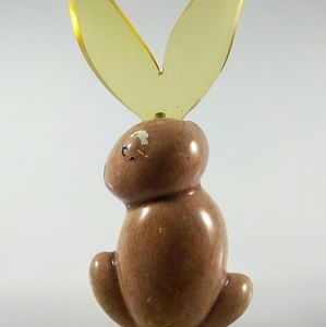 Cute Bunny Ceramic and Lucite Large Brooch